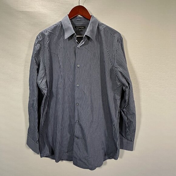 Banana Republic Shirt Mens Large Cotton Stretch Blue Stripe Long Sleeve Button - Picture 1 of 7